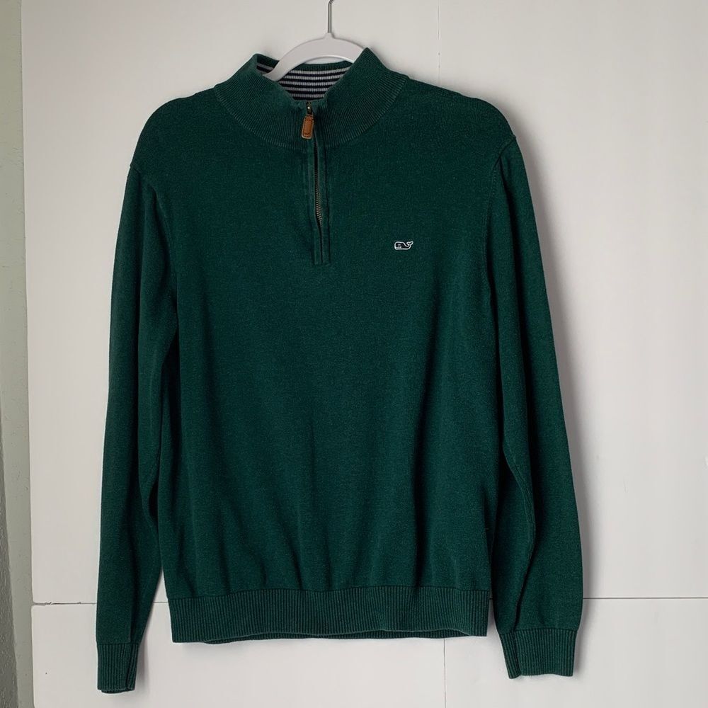 Vineyard Vines Men's Green Cotton Half-Zip Sweater Size M